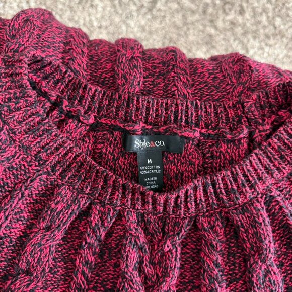 Y2k girly grunge twee dark coquette red and lack knit mini tunic babydoll dress - Picture 5 of 5